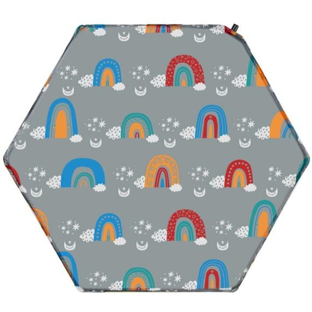 Hexagon Playpen Mat with Regalo Play Yard and hiccapop Portable - Rainbow
